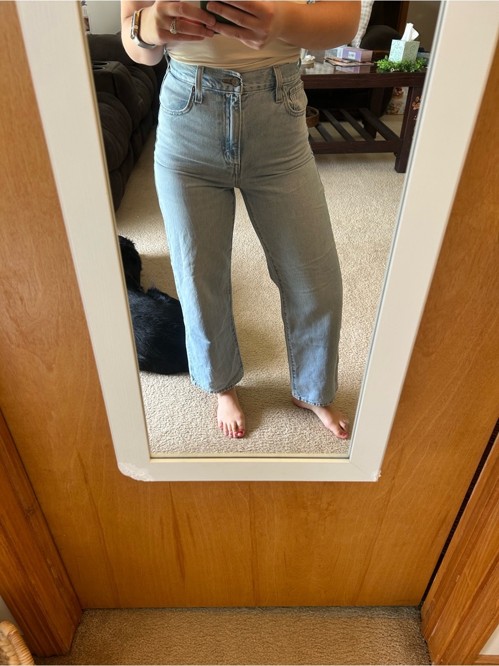 Levi's High Waisted Straight Jeans — Light Wash